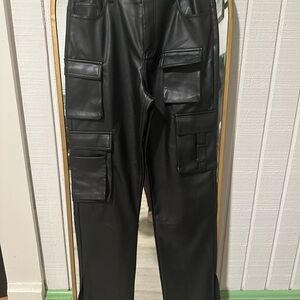 Nasty Gal Black Cargo Wide Leg Pants